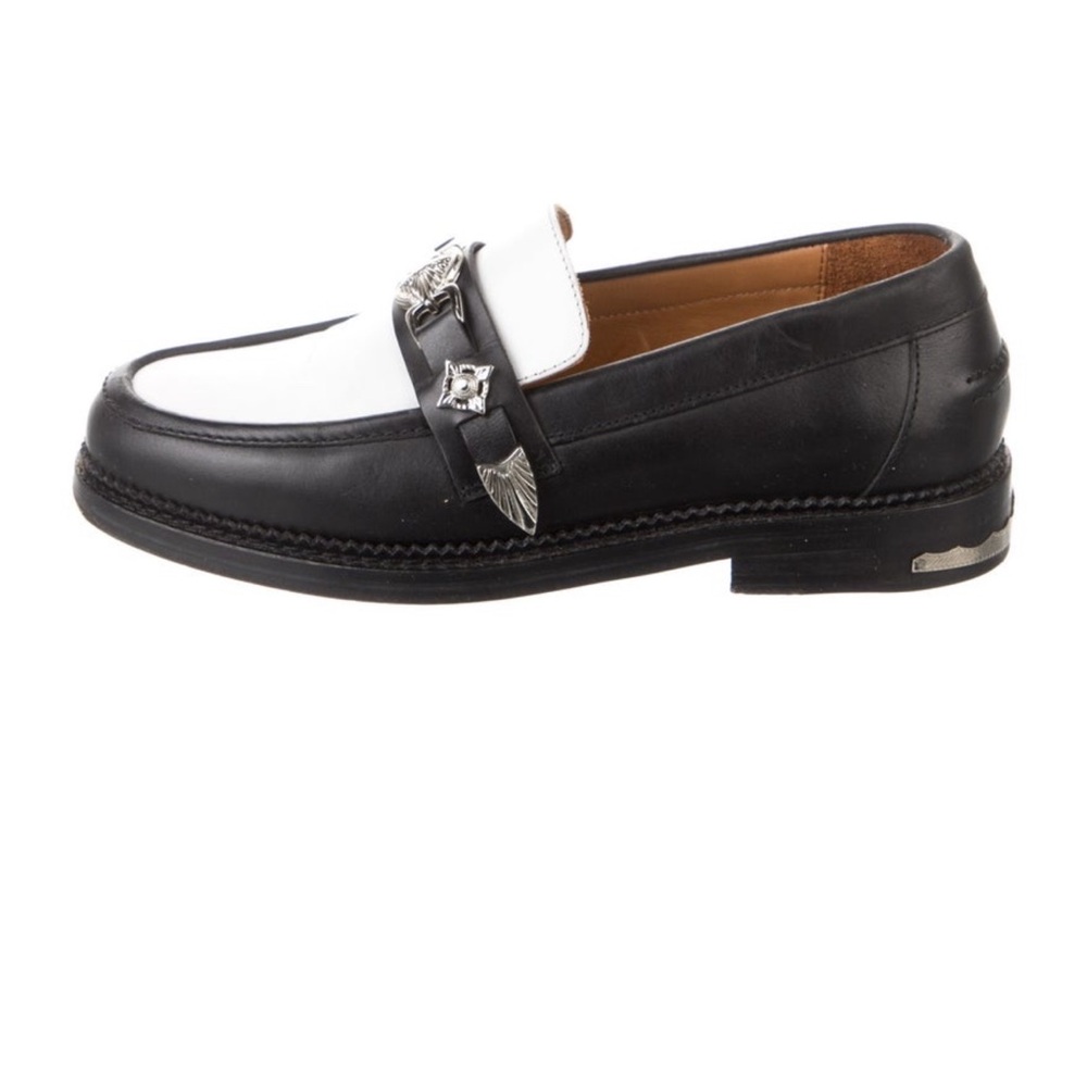 Toga Pulla Black and White Leather Loafers